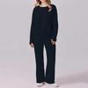 Women's 2-piece Casual Round Neck Sportswear Suit Loose And Fashionable Wide-leg Multi-pocket Sports Pants Suit