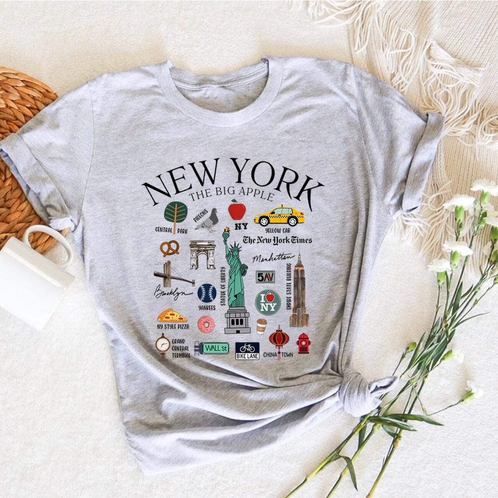 New York Tshirt New York City Landmarks T-Shirt City Graphic T Shirts Unisex Casual Short Sleeves Tops Y2k Top