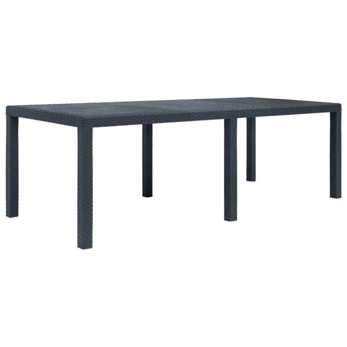 Anthracite Rattan-look Garden Table - Anthracite - 220 X 90 X 72 Cm