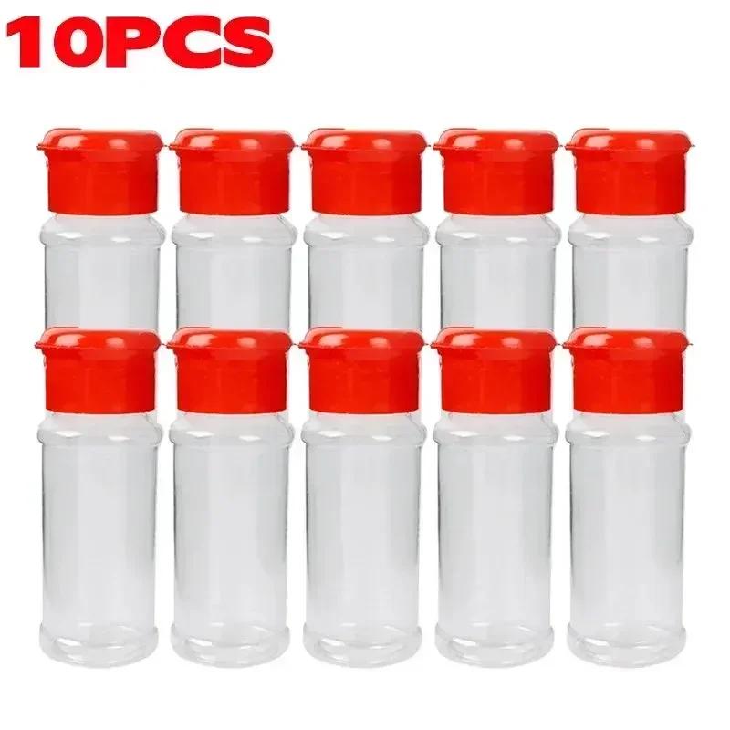 Portable Spice Jar with Shaker Lid Clear Plastic Seasoning Bottle Set BBQ Camping Salt Pepper Shaker Kitchen Gadget Food Trucks