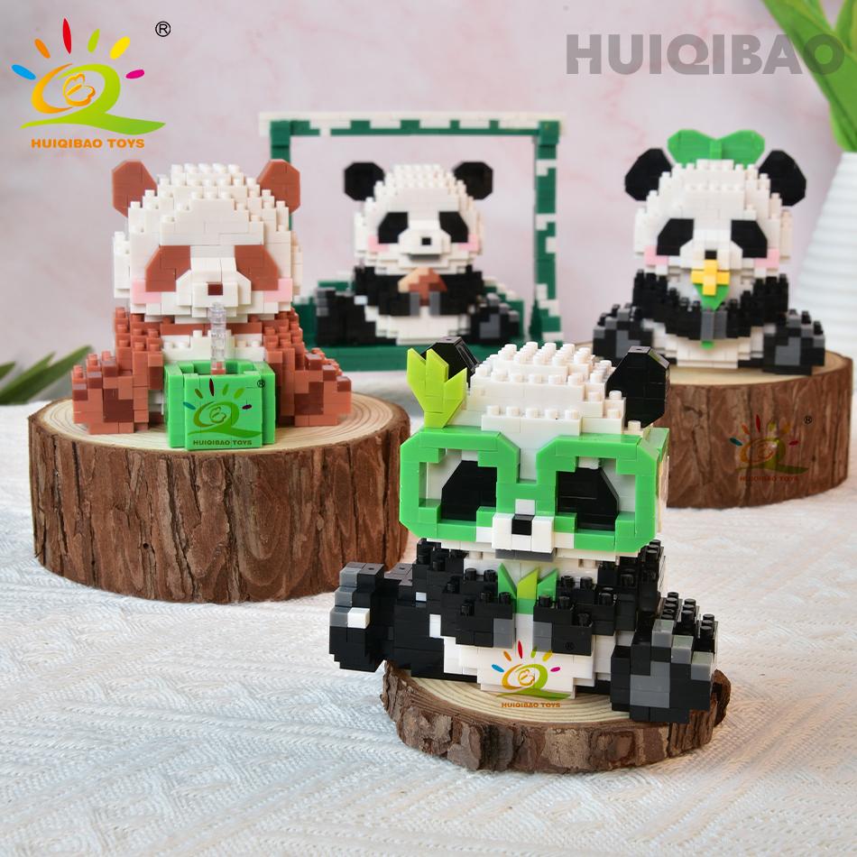 Non-Toxic Diy Cute Panda Shape Micro Model Building Blocks Set City Creativity Zoo Animal Mini Bricks Toys For Children Kid Gift