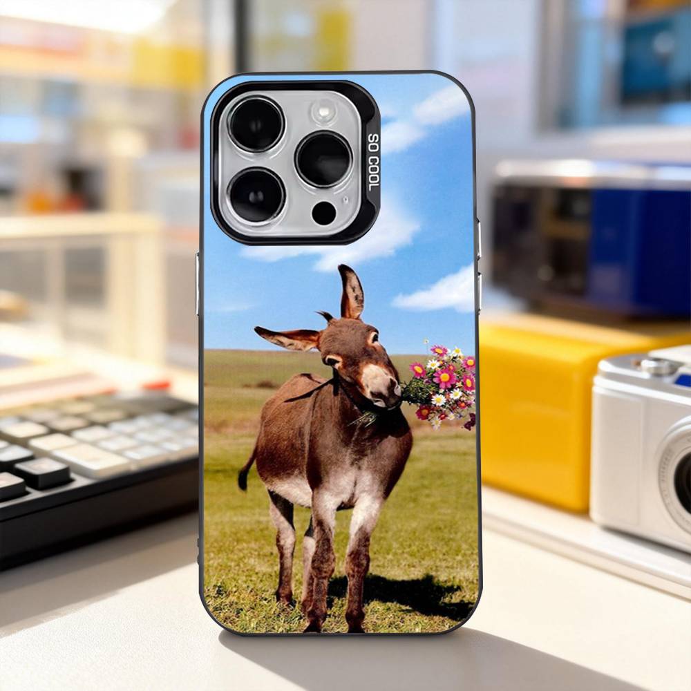 Funny Donkey Cute For iPhone 11,12,13,14,15,16,17,Pro,Max,Plus,E,Air,Mini Phone Case IMD Matte Black