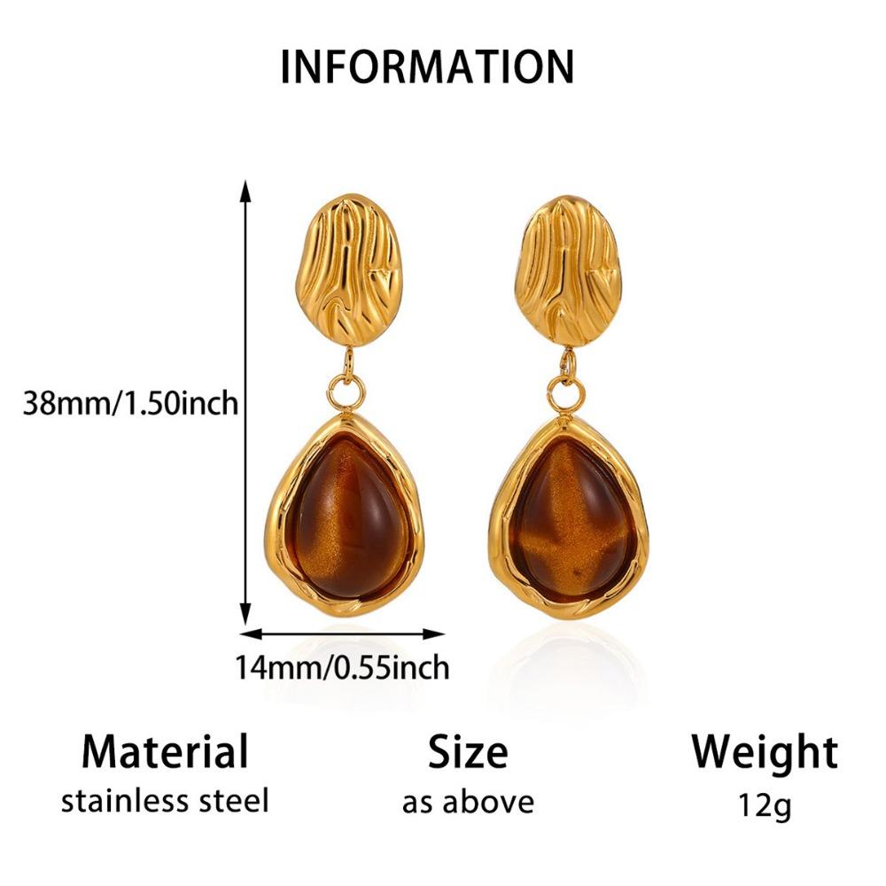 Stainless Steel Resin Amber Earrings Lightweight Hypoallergenic Acrylic Teardrop Earrings Translucent Drop Hoops Translucent