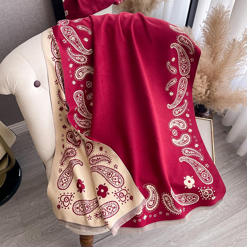 High-End Cashew Nut Retro Foreign Style Imitation Cashmere Scarf Women'S Cold And Warm Shawl Scarf