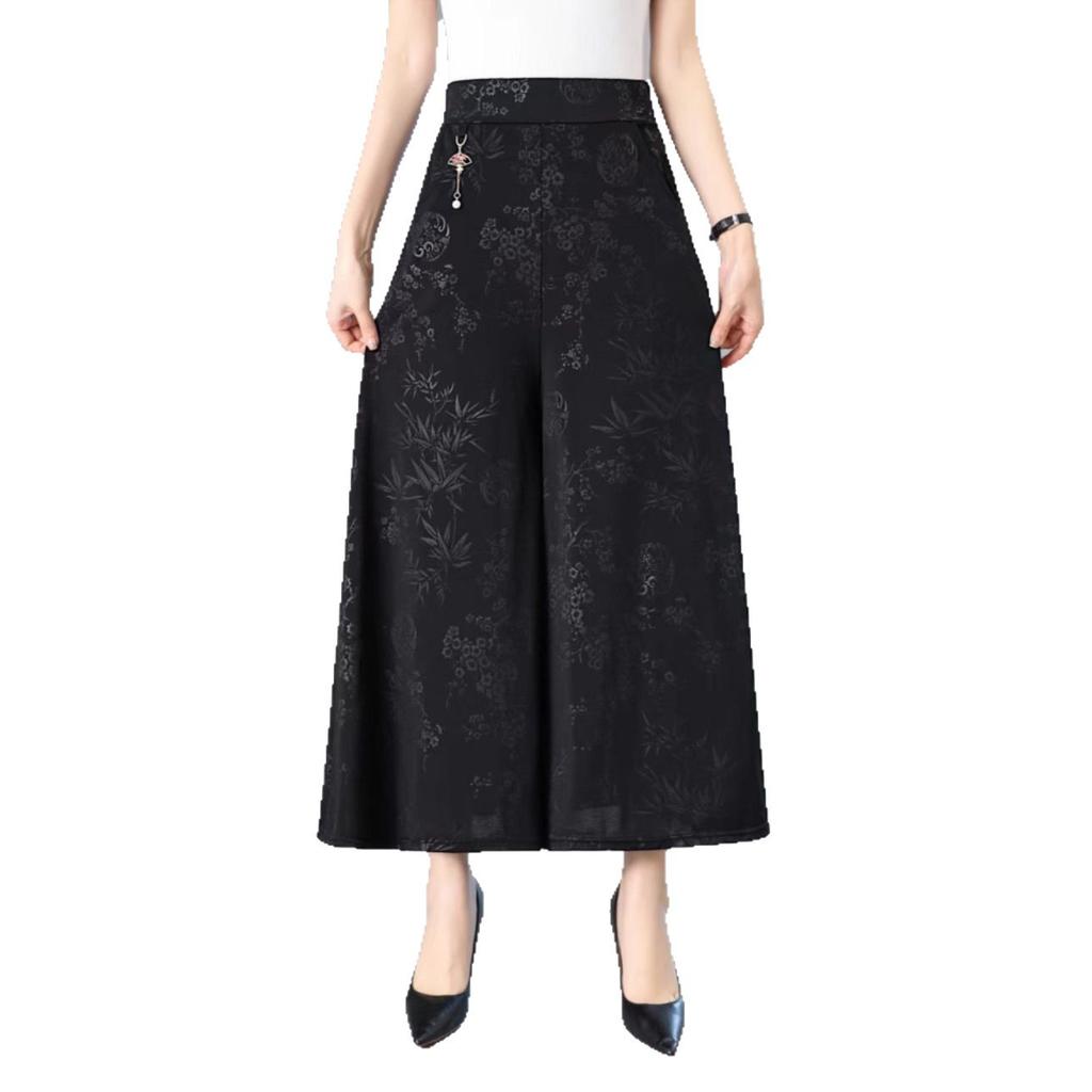 Καλοκαιρινό Γυναικείο Λεπτό και Μοντέρνο Καθημερινό Παντελόνι με Φαρδύ Πόδι για Γυναίκες Μέσης Ηλικίας και Ηλικιωμένες Αδυνατιστικό Ψηλόμεσο Ελαστικό Χαλαρό Παντελόνι Φούστα