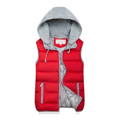 Women Hooded Vest Spring Autumn Warm Cotton Padded Waistcoat Sleeveless Zipper Basic Coat