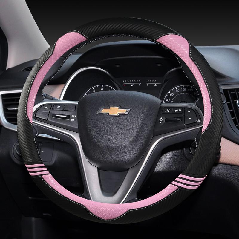 Koolstofvezel Auto Stuurwielen Cover 38 cm Voor Chevrolet Cruze Malibu Sail Spark Captiva Equinox Trax/Tracker AVEO Lova RV