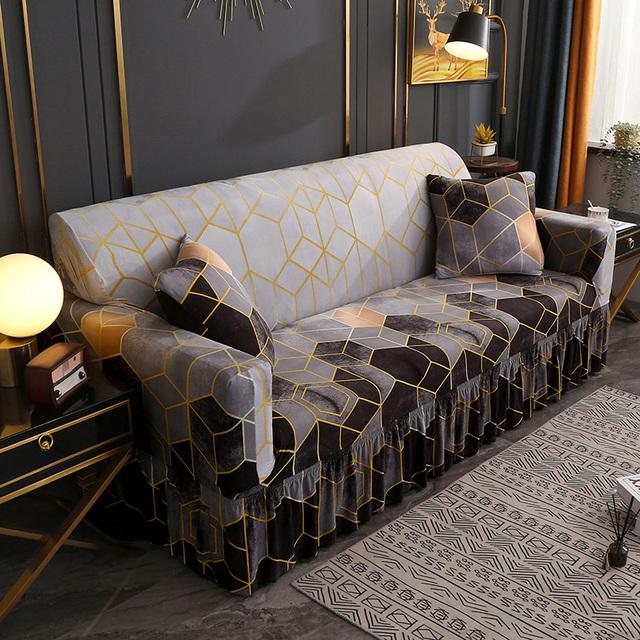 Designs Printed Hem Sofa Cover For Cushions Sofa Love Seats Chaise Lounge Stretch Pattern Slipcover In Living Room