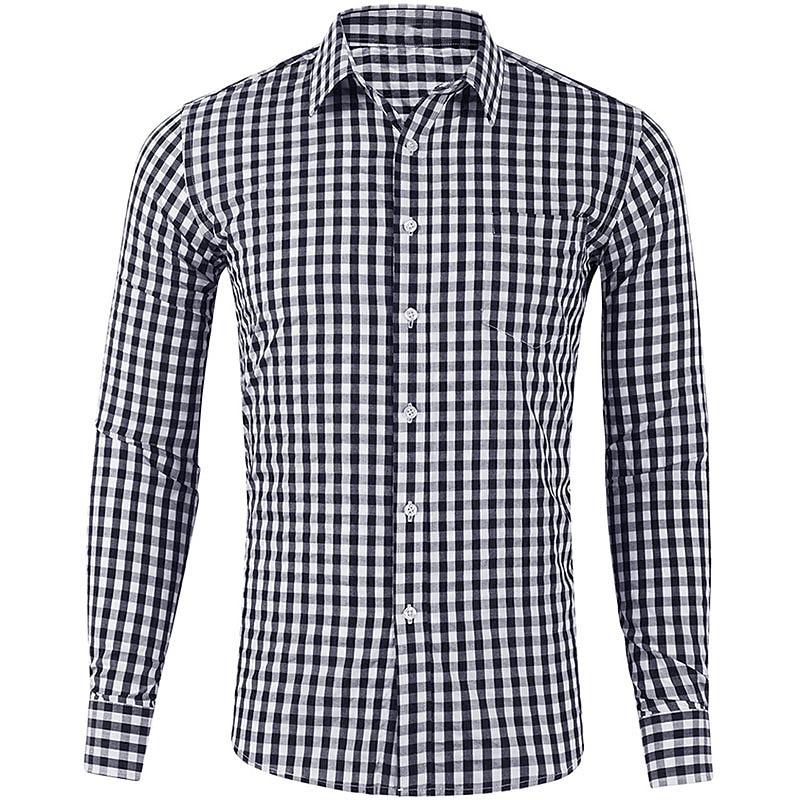 Camisa de Manga Larga para Hombre Casual Cuadros Color Verano Impresión 3D Camisa con Cuello Solapa Verano Nueva Moda Ropa Casual para Hombre Unisex Tops