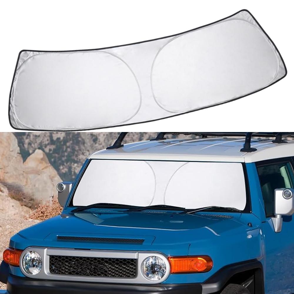 Folding Sunshade Protector Dual-Layer Sunshade Custom For Toyota FJ Cruiser Sport Utility 2007-2014 Front Windscreen Shade Visor