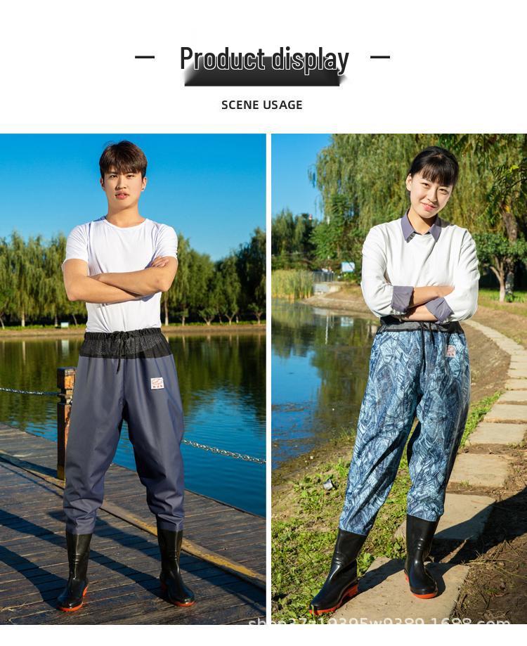 Waterproof Wading Pants with Boots and Leather Chaps for Fishing