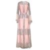 Women Long Sleeve Sequin Mesh Suit Gown Long Two Piece Dress