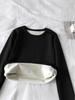 Women's Fleece-Lined Round Neck Base Layer - Thick, Warm, Loose Fit, Long Sleeve T-Shirt for Autumn/Winter. Plus Size Available.