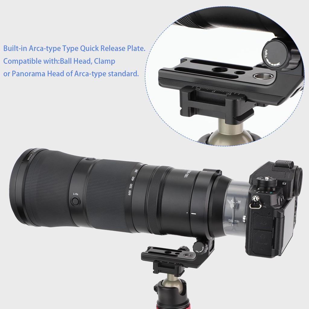 Haoge LMR-Z186 Lens Color Nikon Nikkor Z 180-600mm f/5.6-6.3 VR Lens Tripod Mount Ring with Built-in Arca-Type Quick Release Plate