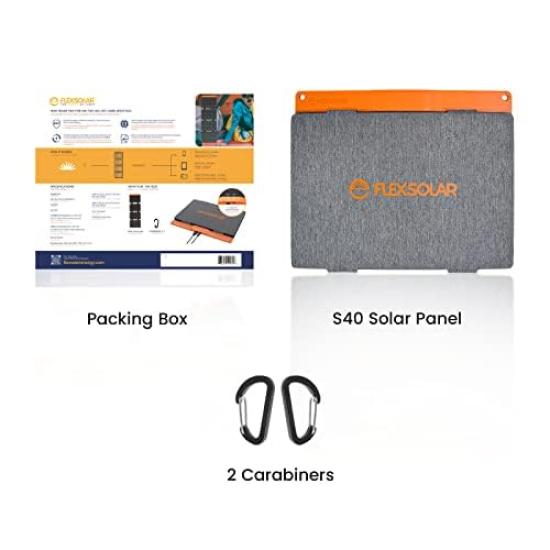 Panel solar FlexSolar de 40 W, cargador solar con 2 puertos USB, carga rápida, IP67, resistente al agua, para uso en energía, protección contra tifones y prevención de desastres, Jakkuri