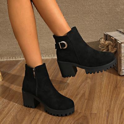 Large Size Square and Martin Boots for Women To Wear Autumn and Winter New Leopard Print Belt Buckle Casual Short Boots