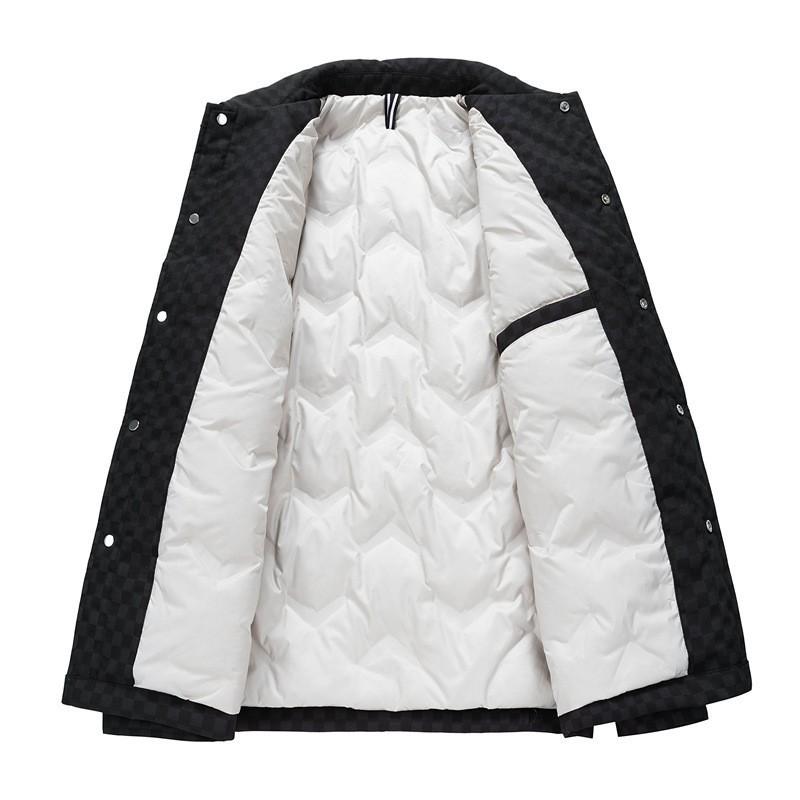 Herren Schwarze Lässige Revers Daunenjacke - Winter Kältebeständig, Warm, Lockere Passform