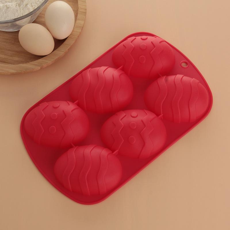 

6 Cavity Easter Egg Shaped Silicone Baking Mold 3D Cake Mold Non-Stick Muffin Chocolate Cookie Baking Mould Pan Ice Maker Mould красный