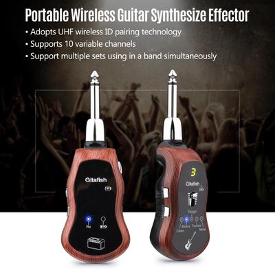 Tragbares UHF-Gitarren-Funksystem, Sender + Empfänger, 10 Kanäle, integrierte 5 Effekte