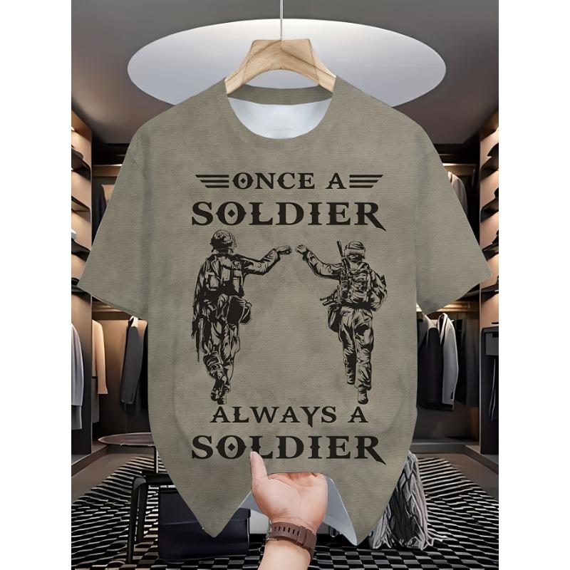 Retro Soldier Graphic Mens T-Shirt Army Veteran Printed Short Sleeve Crewneck Tee Summer Slim Fit Tops Casual Streetwear Pullover Clothes