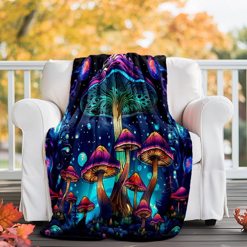 1pc Mushroom Printing Lightweight Flannel Blanket, Comfortable and Warm Blanket, for Camping Sofa Bed and Couch Office, Gift Blankets in
