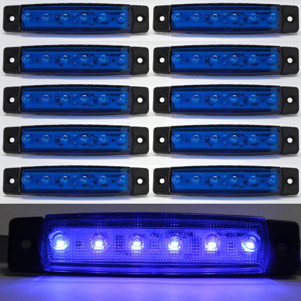 Side Marker Lamps, 24V, Blue, Car LED Lights, 6 Rows on One Side,