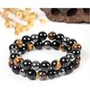 Festive Gifts Tiger Eye Black Onyx Hematite Beaded Bracelet Set Natural Fashion Jewelry For Men Women Daily Wear Gift