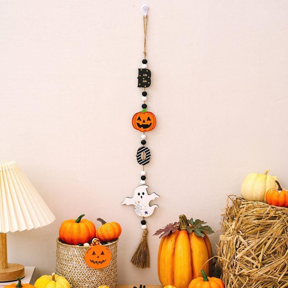 with Tassels Halloween Ghost Pendant Long Pumpkin Beads Pendant  Halloween Decor