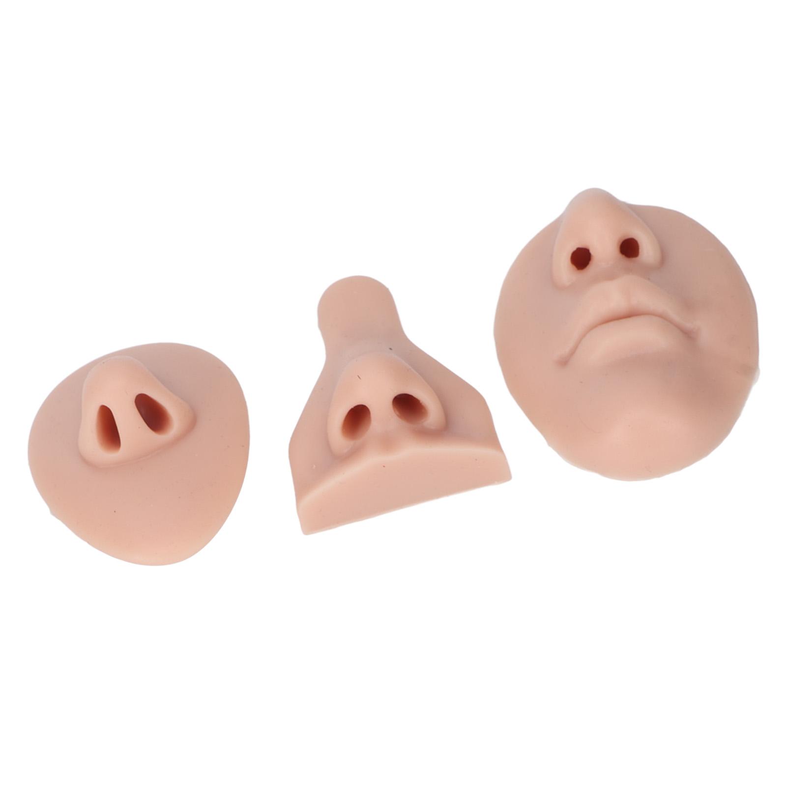 Silicone Nose Model Set Simulation 3D Soft Practice Nose Model for Nose Suture Teaching Exercise beige