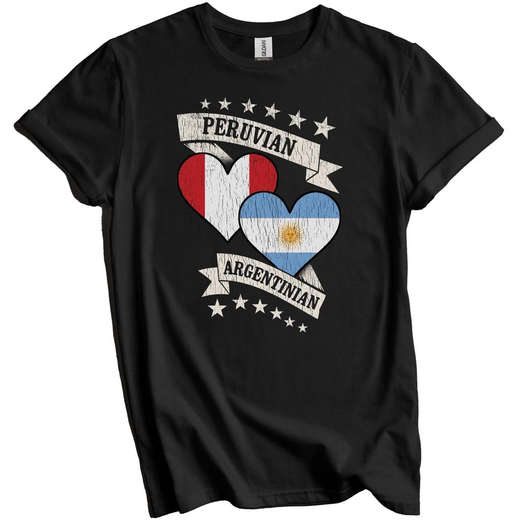Peruvian Argentinian Heart Flags Peru Argentina T-Shirt