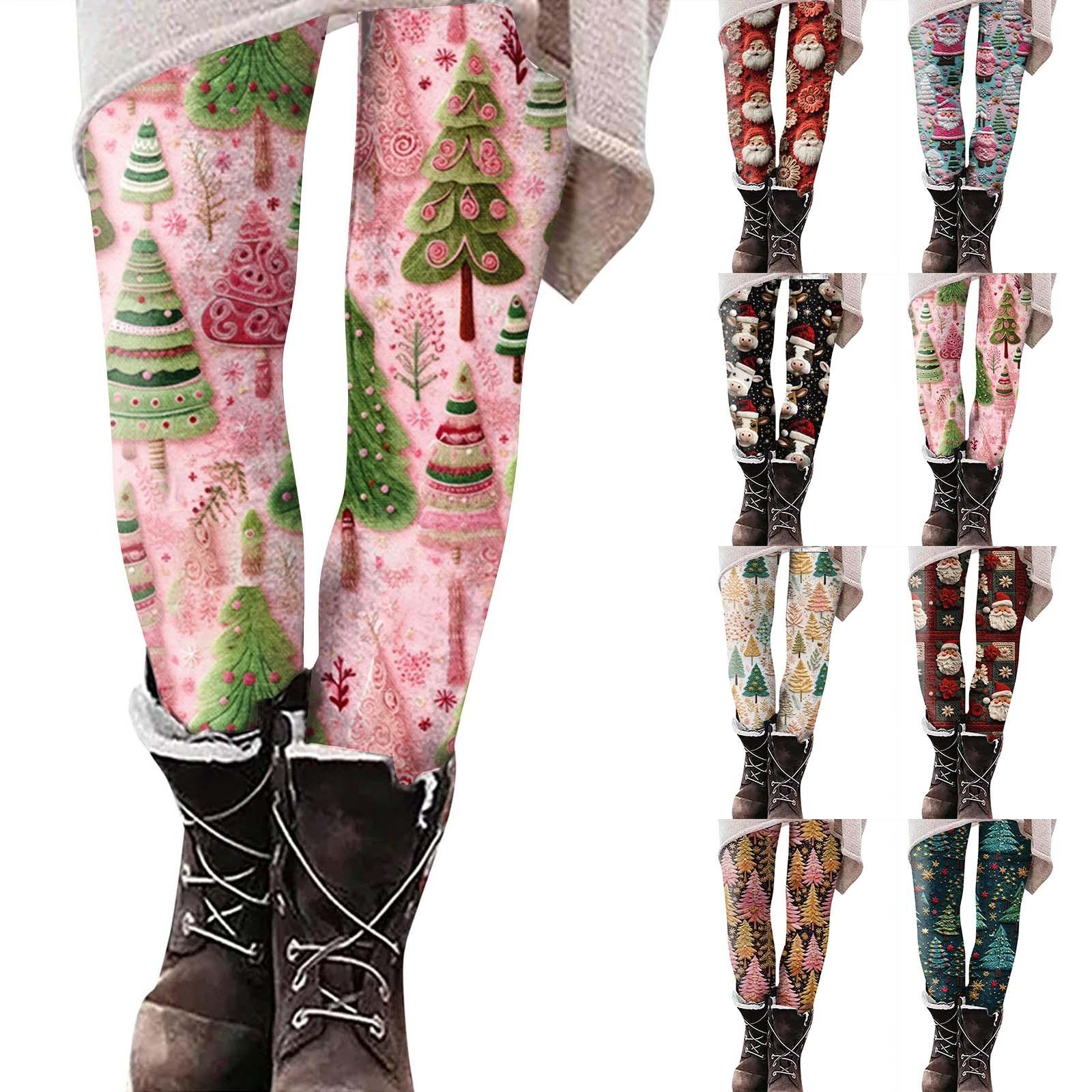 

Женские повседневные уличные облегающие эластичные брюки с рождественским принтом для йоги, укороченные брюки