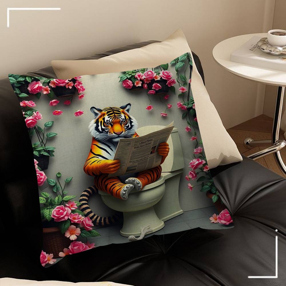 Creative Animal Toilet Flower Cushion Cover Pillow Cover Decor Pillowcase Printed Cushion Case For Couch