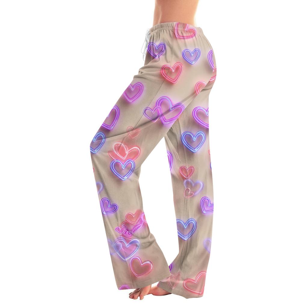 Women's Valentine's Day Heart,themed Casual Milk Silk Fleece Pants, Sleep Pants, Home Pants