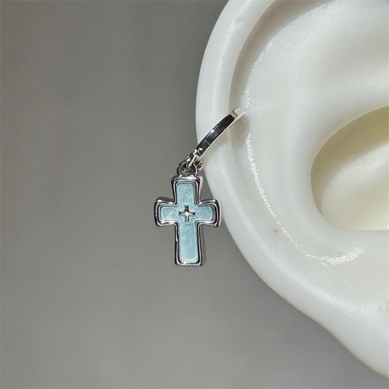 1pcs Shiny Zircon Cross Earrings for Women New Fashion Stainless Steel Ear Bone Nail Ear Accessories