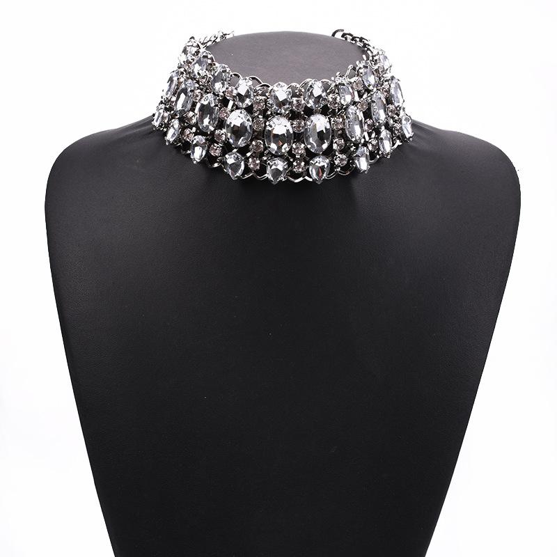 Full Diamond Colorful Water Drop Choker Necklace, Exaggerated Statement Outfit Accessory For Women белый