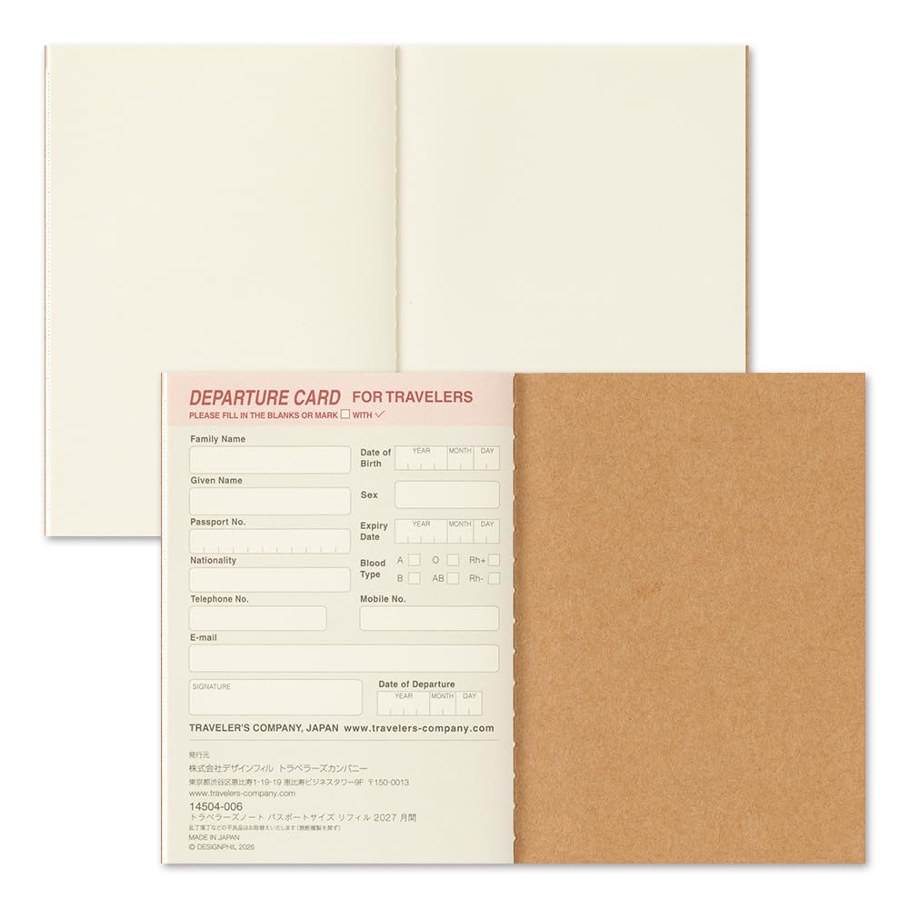 Traveler’s Notebook 2027 Passport-Size Monthly Refill, 14497006, December 2026 Start