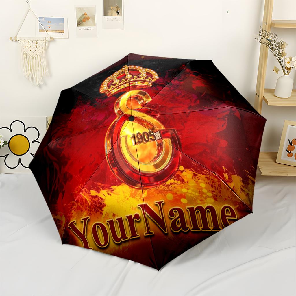 Galatasaray1 Personalized Text Umbrella Portable Automatic Umbrella Compact Durable 8-Rib Durable Plastic Iron All-Season Use Fashion Lovers