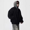 Men's Autumn/Winter Deconstructed Cotton Jacket, Faux Two-Piece, Street Hip-Hop Style, Outdoor Hooded Top