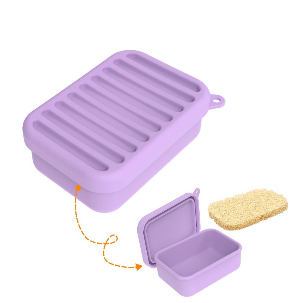 Travel Essential Portable Soap Box with Lid Square Leakproof Travel Soap Dish Silicone Soap Storage Box