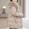 Real Fur Collar Middle-aged Women's Winter Down Coats Hooded Plus Size XL-6XL Embroidery White Duck Down Jackets for Women Thick Warm Parkas