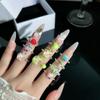 Super Sweet Apple Strawberry Fruit Enamel Open Ring Niche Design Cute Sweet‑Cool Adjustable Stack‑Wear Index‑Finger Trend Jewelry