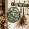 Yousheng Happy Land Wooden Garden Sign Rustic Wood Plaque Outdoor Wall Decor Weather-Resistant Fade-Proof Hanging Plaque for Home Farmhouse Cottage
