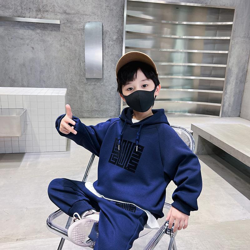 

Детский утепленный утолщенный комплект для мальчиков, теплый повседневный костюм-свитер, осенне-зимний, детская модная спортивная удобная двойка 2-6 лет 110