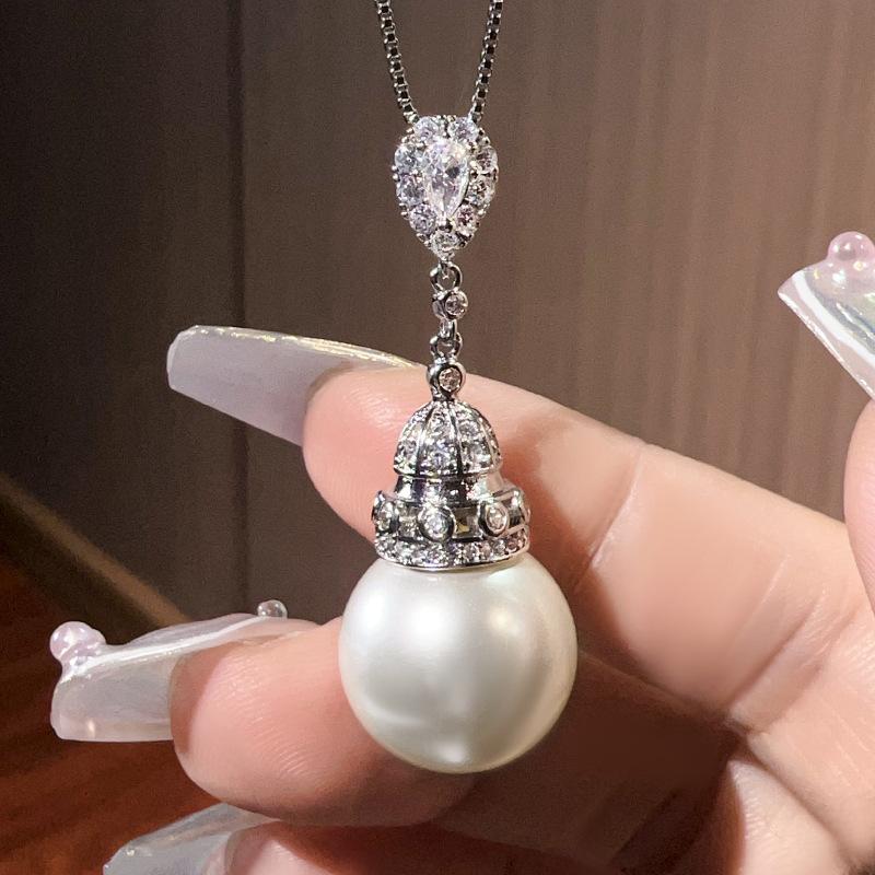 

Jewelry Copper Bottom Gold-Plated Inlaid White Pearl Temperament Fringed Set Women 16-14Mm