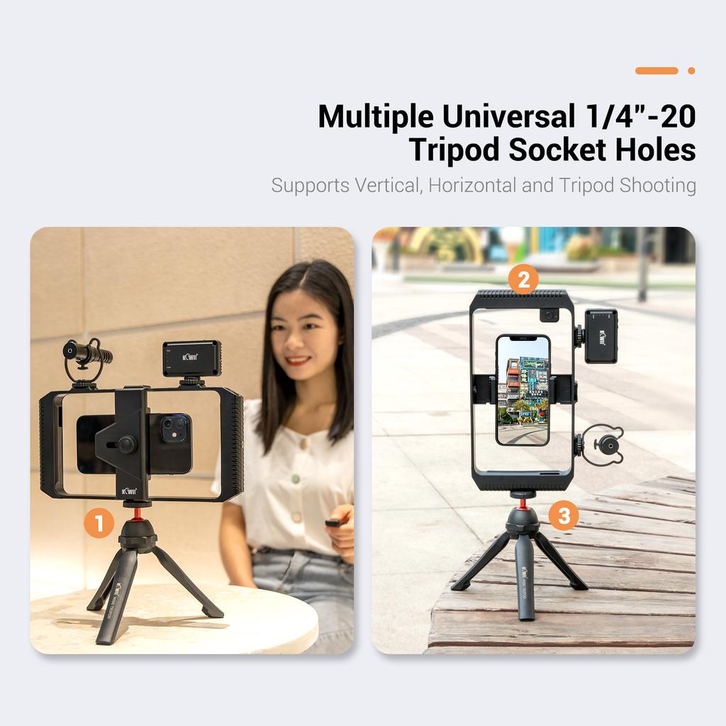 Smartphone Video Rig Cellphone Video Stabilizer Handheld Tripod Mount Hand Grip Filmmaking Vlog Shooting Case for iPhone Android