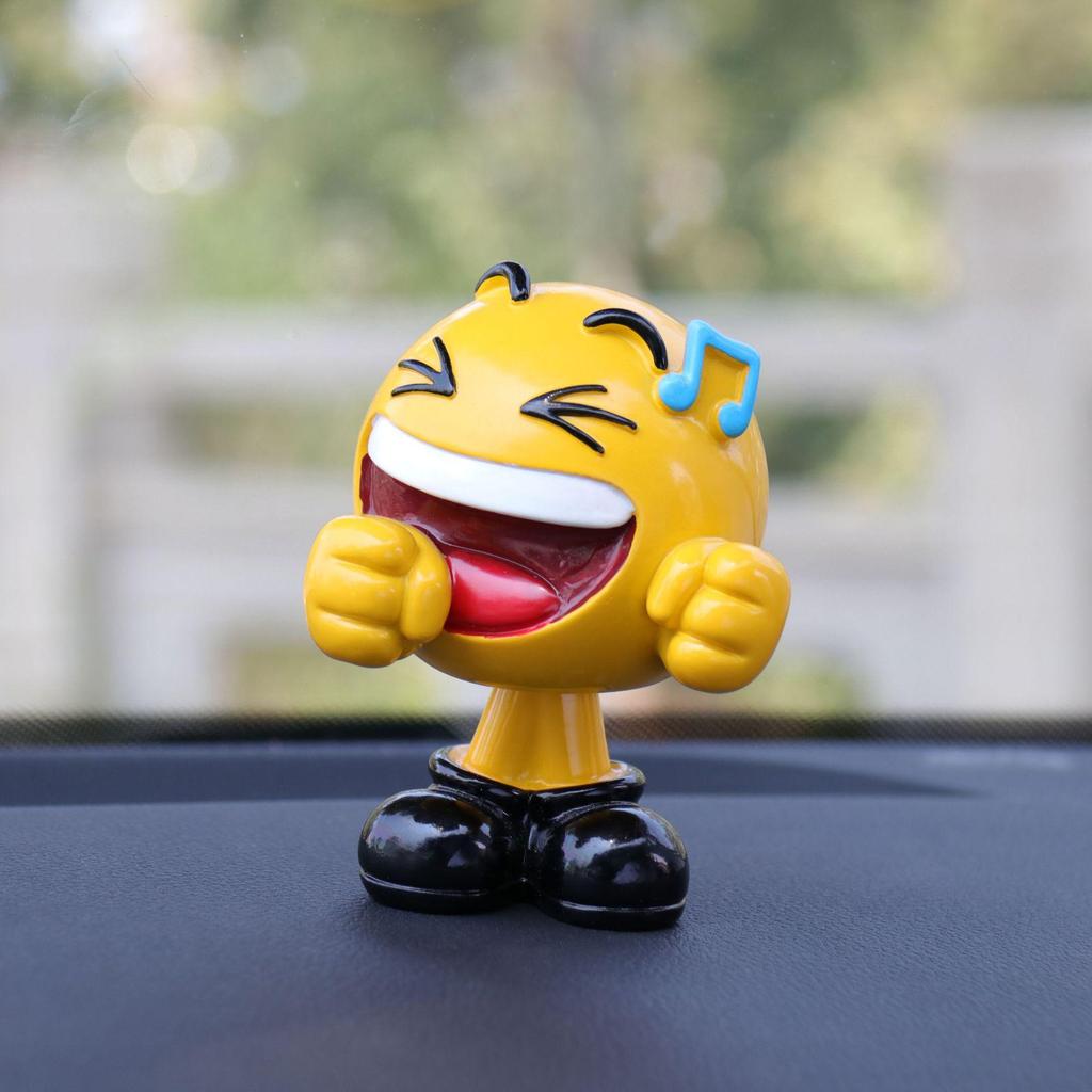 Ha Hu Emoji Bobblehead Car Ornament: Cute Cartoon Interior Decoration.