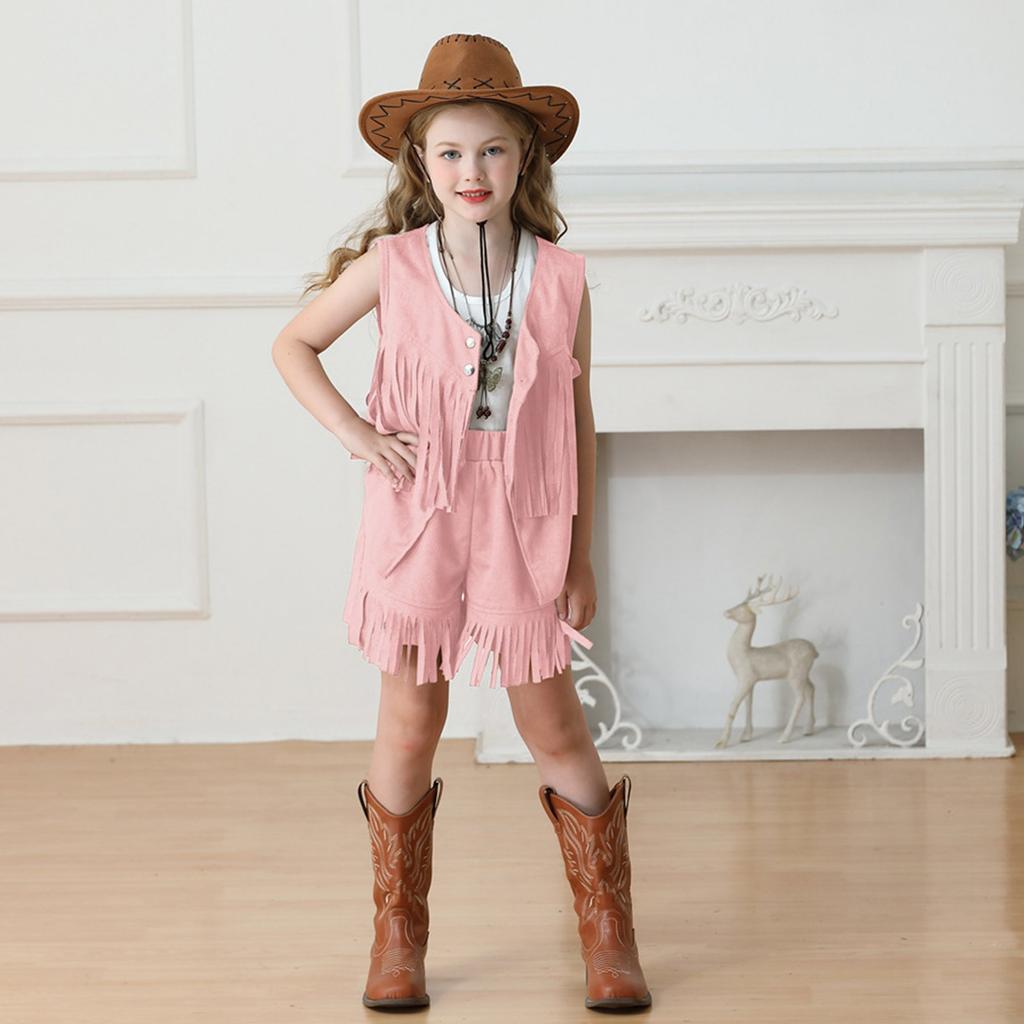 Children's Ethnic Hippie Suede Tassel Vest Set