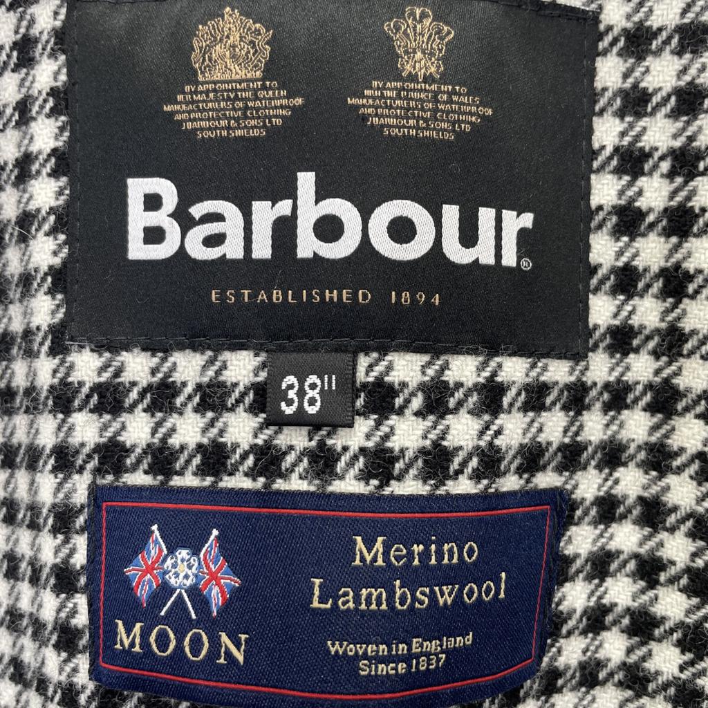 Barbour B&Y Exclusive 22AW 222MWX2134 BORDER MOON Wool Houndstooth Lined Oiled Coat Jacket 38 blackUsed