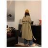 Korean Style Khaki Windbreaker Coat for Women Spring and Autumn New British Style Small Mid-length Coat