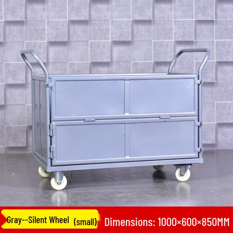 Stackable Guardrail Hand-Push Cart with Cover for Warehouse Logistics and Goods Handling